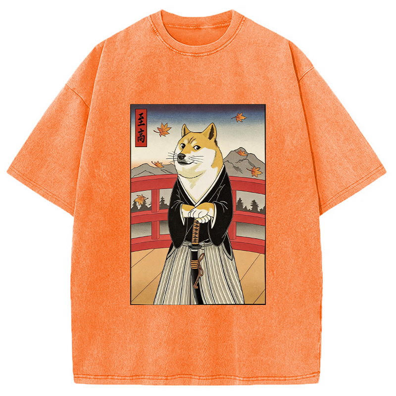 Modecanvas Samurai Cheems DTG Printing Washed T-Shirt