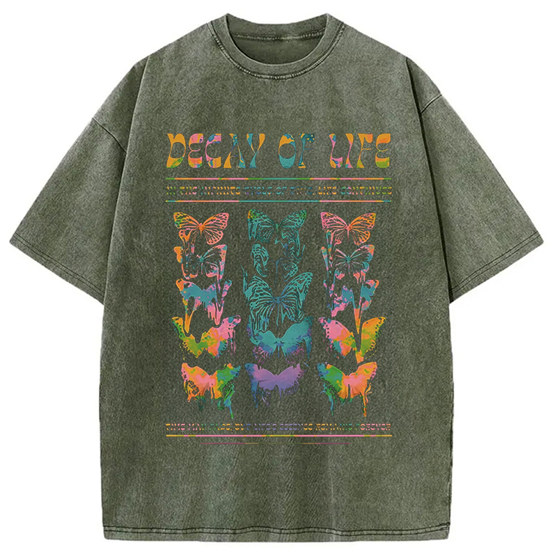 Modecanvas Decay Of Butterfly Life Washed T-Shirt