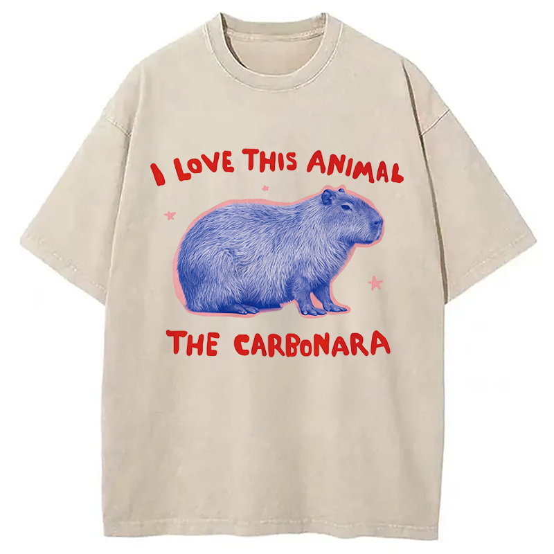 Modecanvas I Love This Animal The Carbonara DTG Printing Washed T-Shirt
