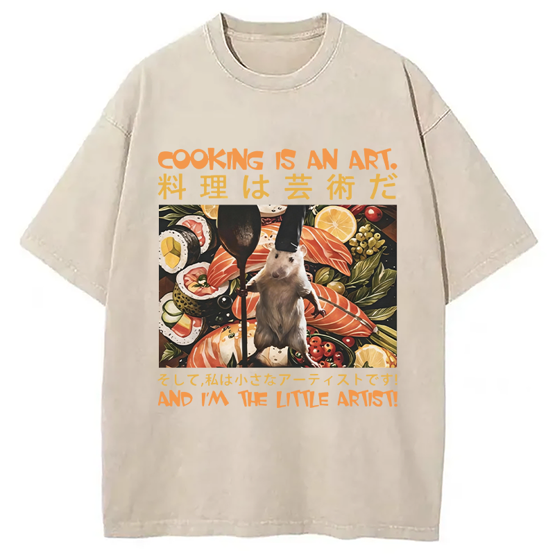 Modecanvas Cooking Is An Art And I'm The Little Artisti DTG Printing Washed T-Shirt