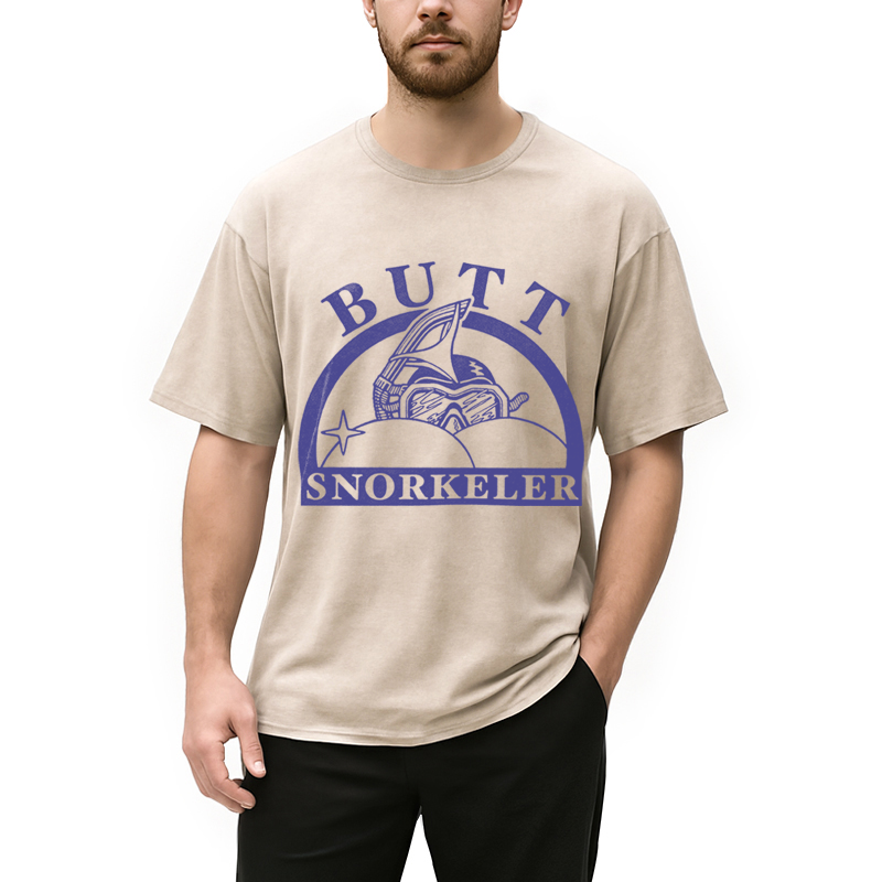 Modecanvas Butt Snorkeler Funny Diving Meme DTG Printing Washed T-Shirt