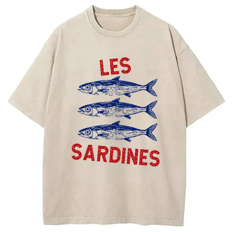 Modecanvas Sardine Tinned Fish French Washed T-Shirt