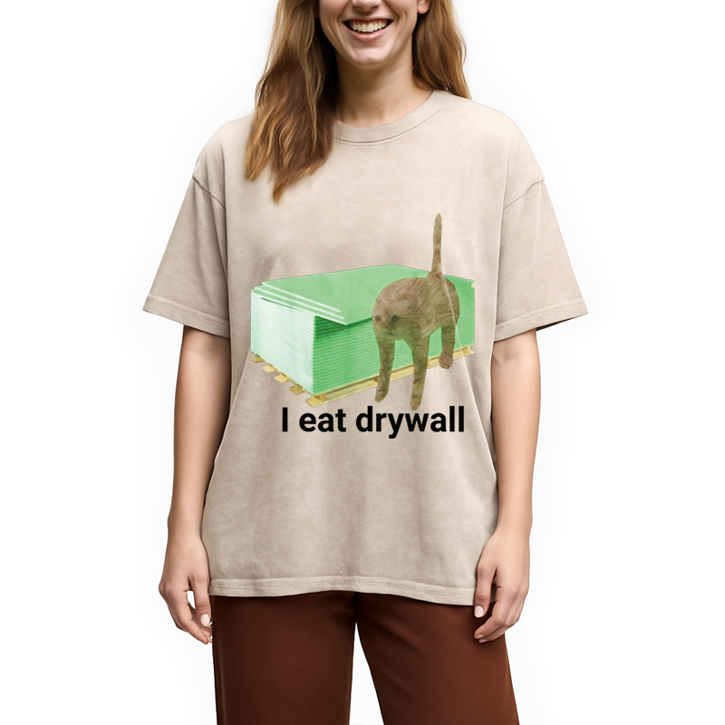 Modecanvas I Eat Drywall Cat Funny
Meme DTG Printing Washed T-Shirt