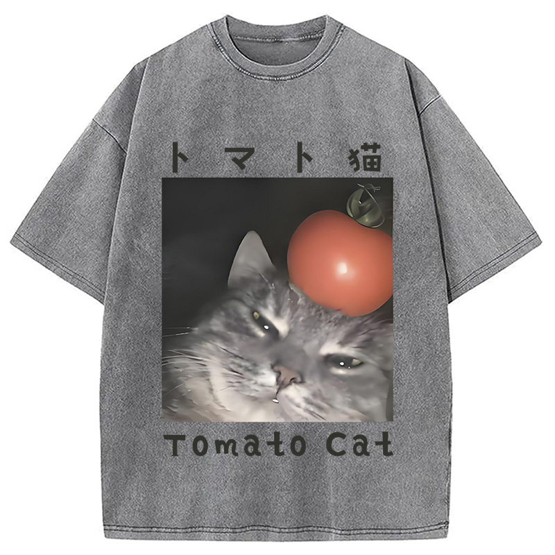 Modecanvas Tomato Cat Washed T-Shirt
