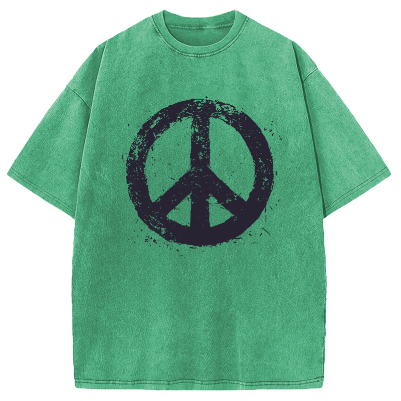Modecanvas Peace Sign DTG Printing Washed T-Shirt