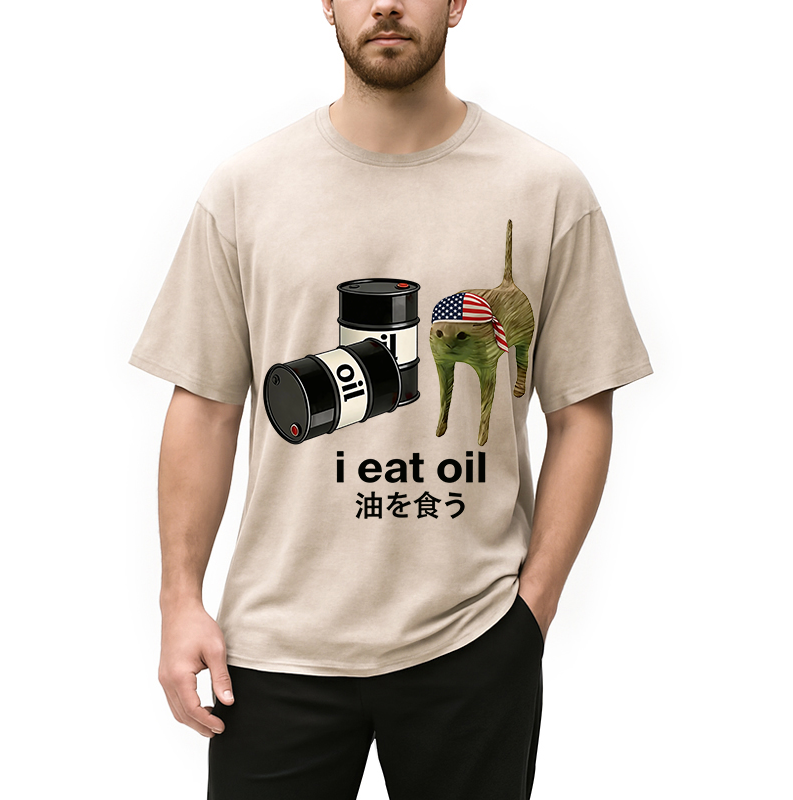 Modecanvas I Eat Oil DTG Printing Washed T-Shirt