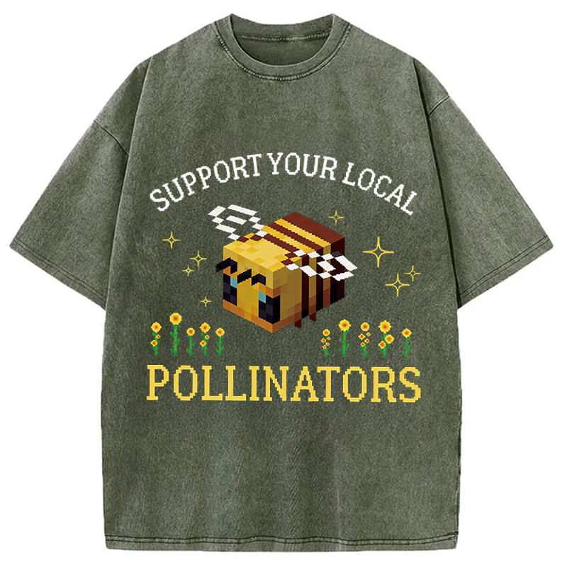 Modecanvas Support Your Local Pollinators DTG Printing Washed T-Shirt