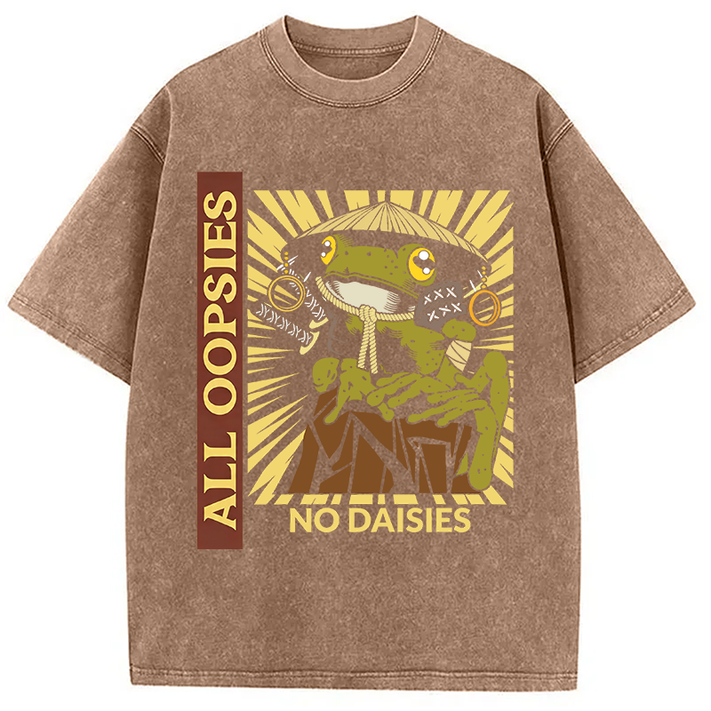 Modecanvas All Oopsies No Daisies Samurai Warrior Frog DTG Printing Washed T-Shirt