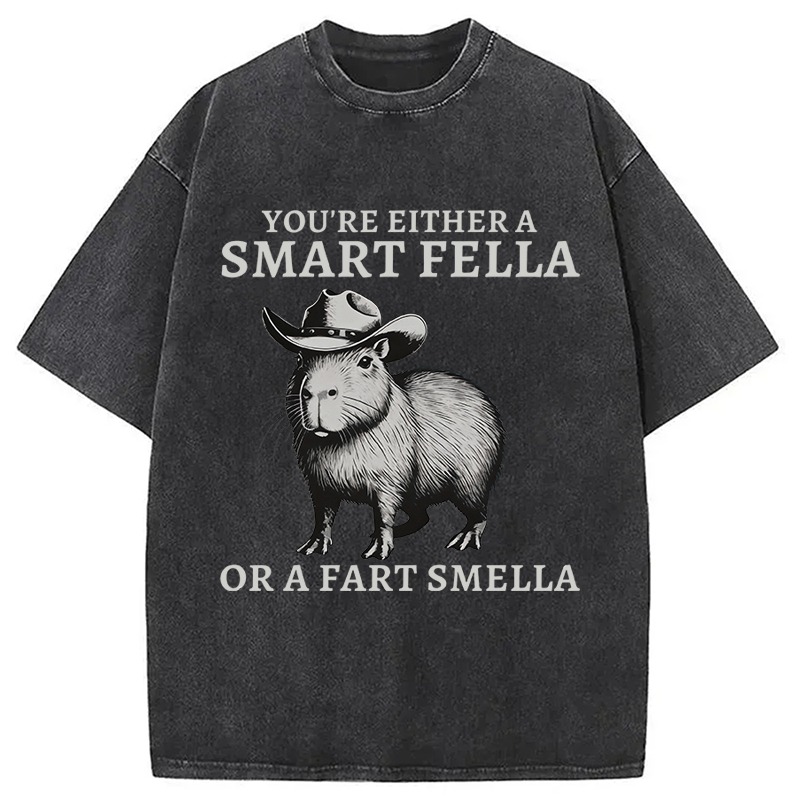 Modecanvas Retro Smart Fella Capybara 90s Washed T-Shirt