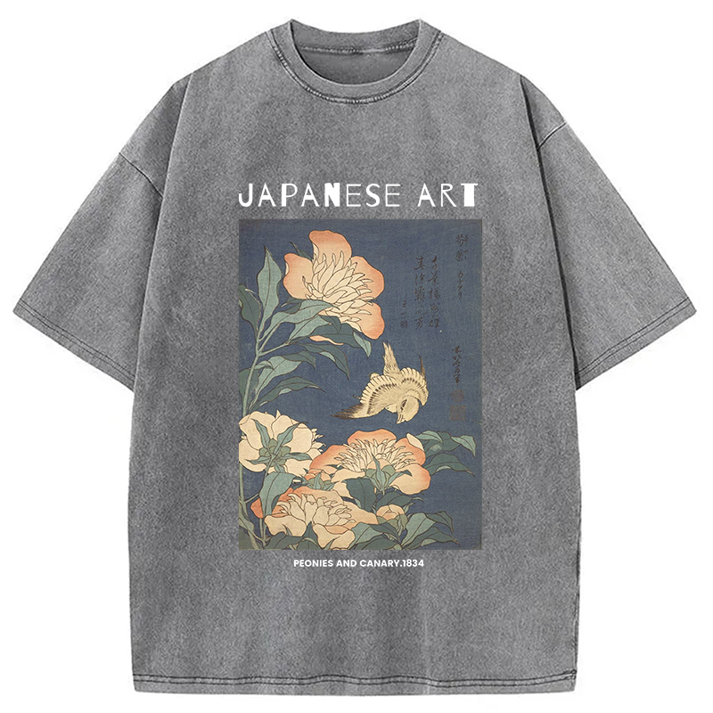 Modecanvas Peonies and Cherry Washed T-Shirt