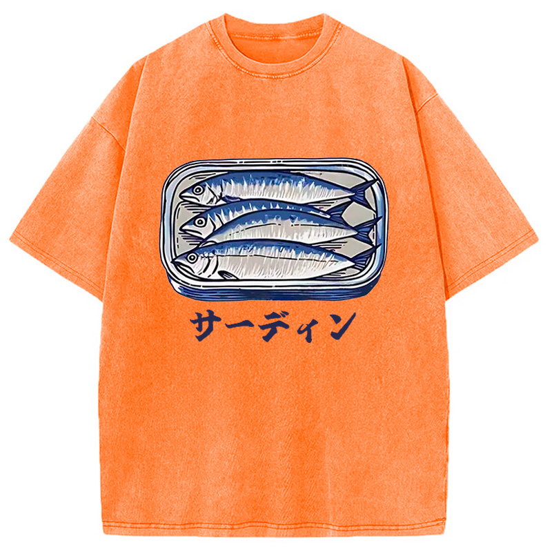 Modecanvas Sardines Can Vintage Washed T-Shirt