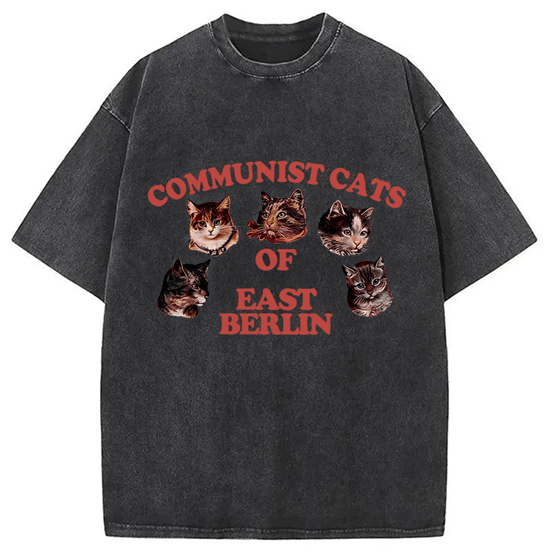 Modecanvas Communist Cats Of East Berlin DTG Printing Washed T-Shirt