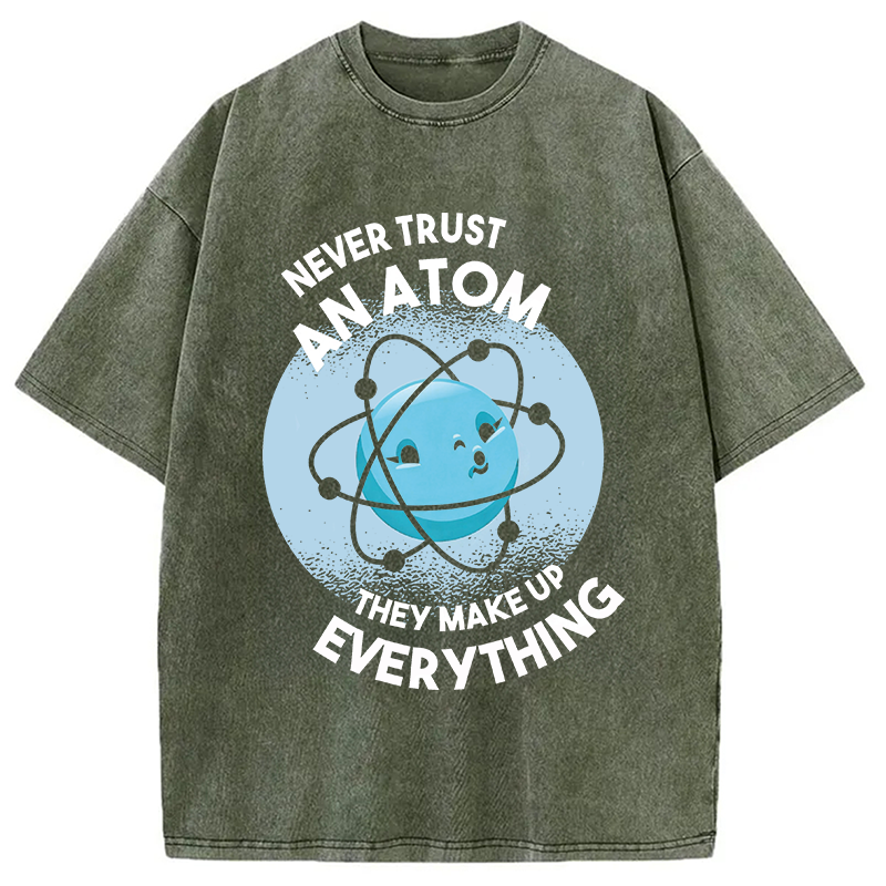 Modecanvas Funny Atom 100% Ring Spin DTG Printing Washed T-Shirt