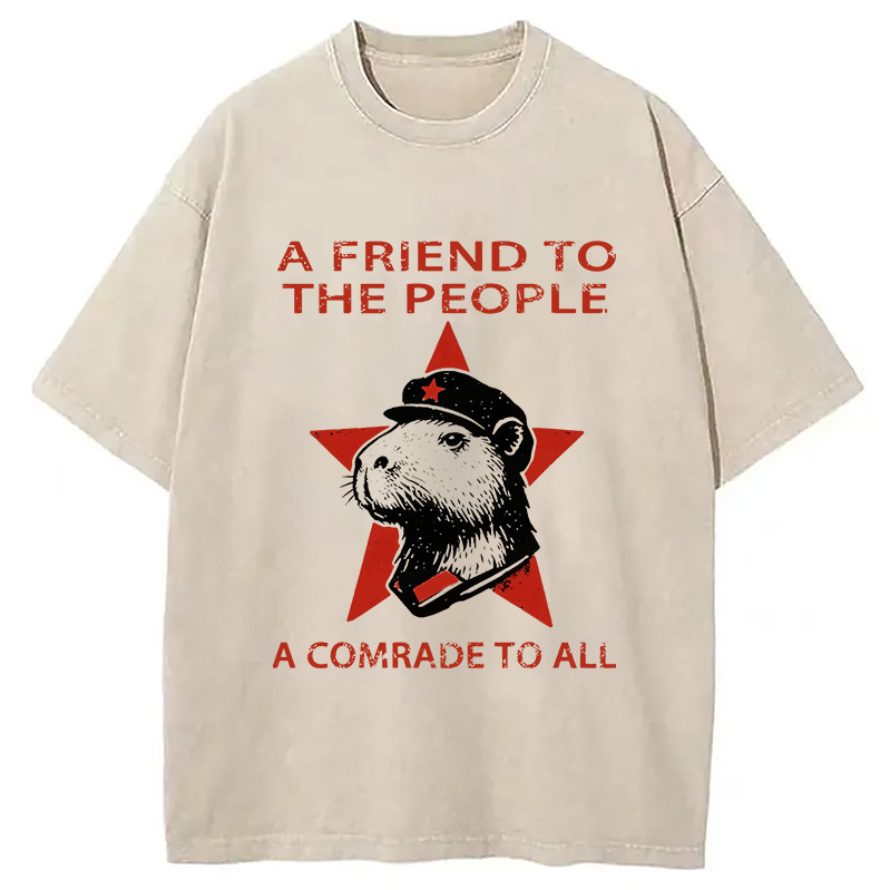 Modecanvas Capibalism Funny Washed T-Shirt