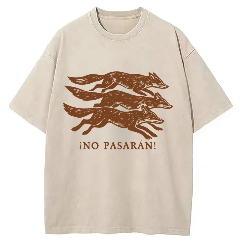 Modecanvas No Pasaran! Anti-Fascist Fox DTG Printing Washed T-Shirt
