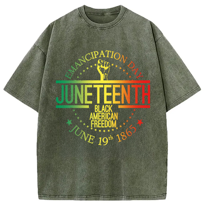 Modecanvas Juneteenth Independence Day DTG Printing Washed T-Shirt