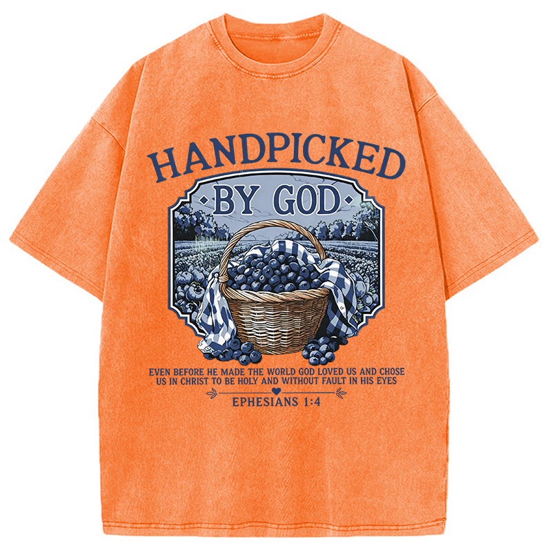 Modecanvas Hand Picked By God DTG Printing Washed T-Shirt