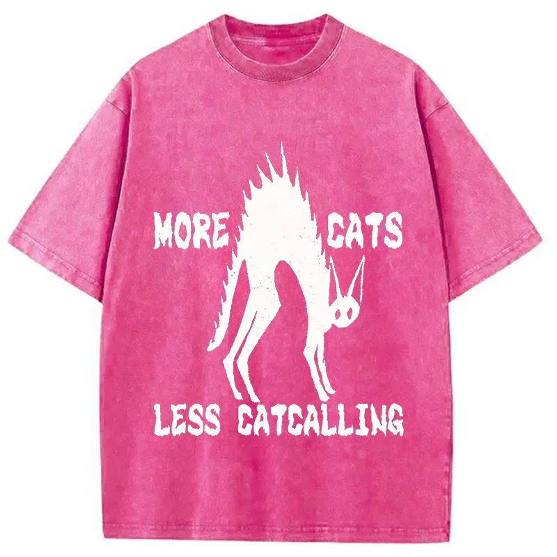 Modecanvas More Cats Less Catcalling DTG Printing Washed T-Shirt