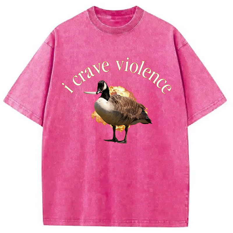 Modecanvas I Crave Violence DTG Printing Washed T-Shirt