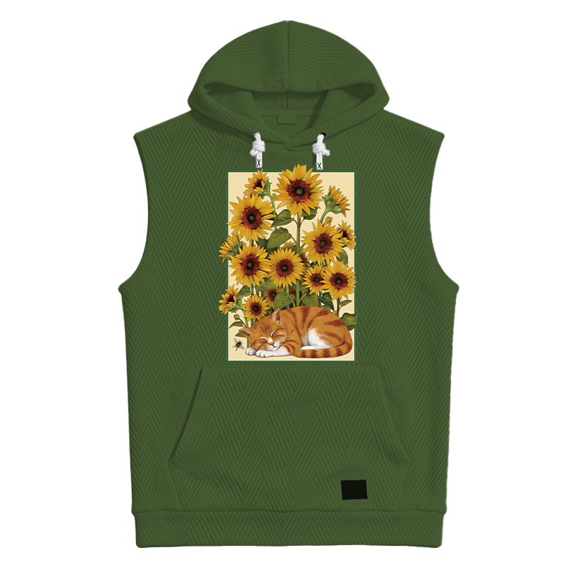 Modecanvas Sunflower Orange Cat Hooded Tank