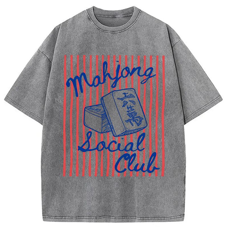 Modecanvas Mahjong Social Club DTG Printing Washed T-Shirt