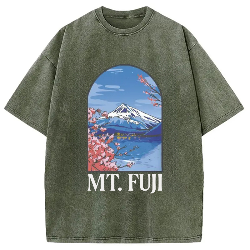 Modecanvas Mt. Fuji Cherry Blossom Japanese Washed T-Shirt
