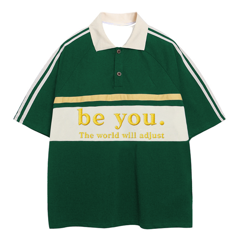 Modecanvas Be You The World Will Adjust Polo Embroidered T-Shirt