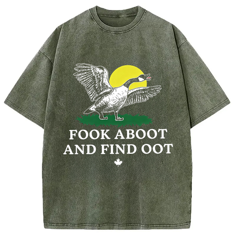 Modecanvas Fook Aboot And Find Oot DTG Printing Washed T-Shirt