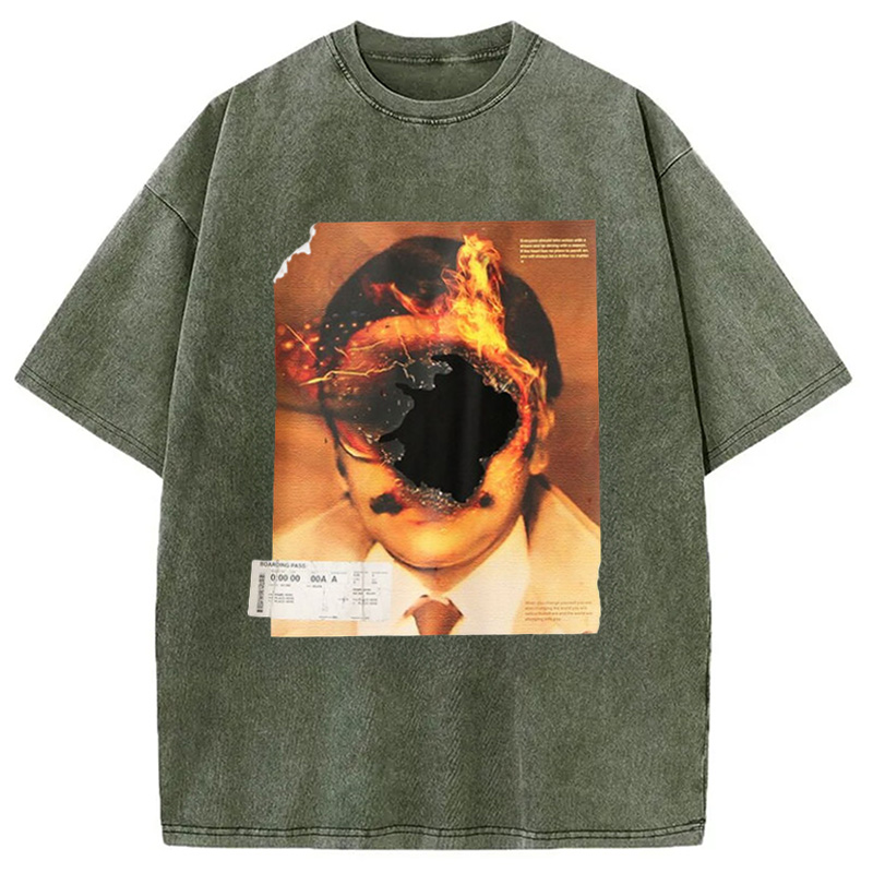 Modecanvas Hiphop Abstract Art Washed T-Shirt