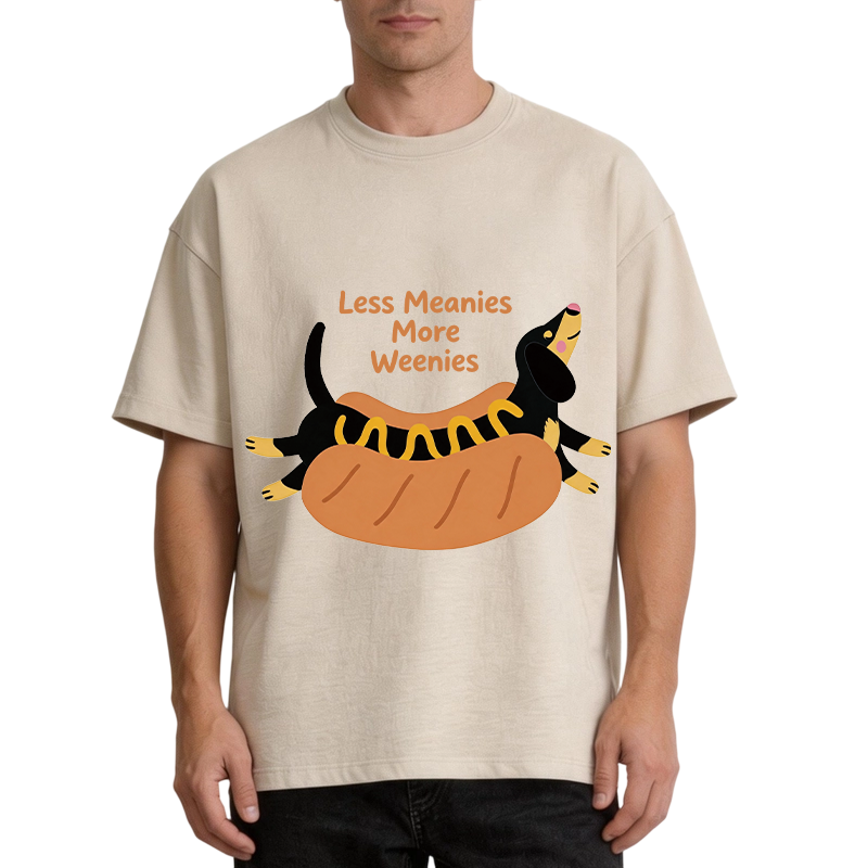 Modecanvas Positive Vibes Only With The Weenie Dog DTG Printing Washed T-Shirt