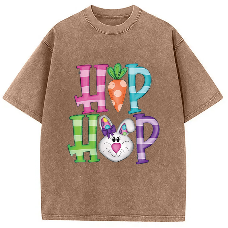 Modecanvas Hip Hop Easter Bunny DTG Printing Washed T-Shirt
