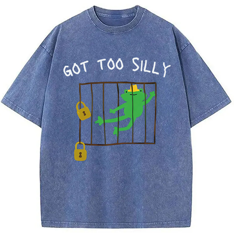 Modecanvas Got Too Silly Frog Meme DTG Printing Washed T-Shirt