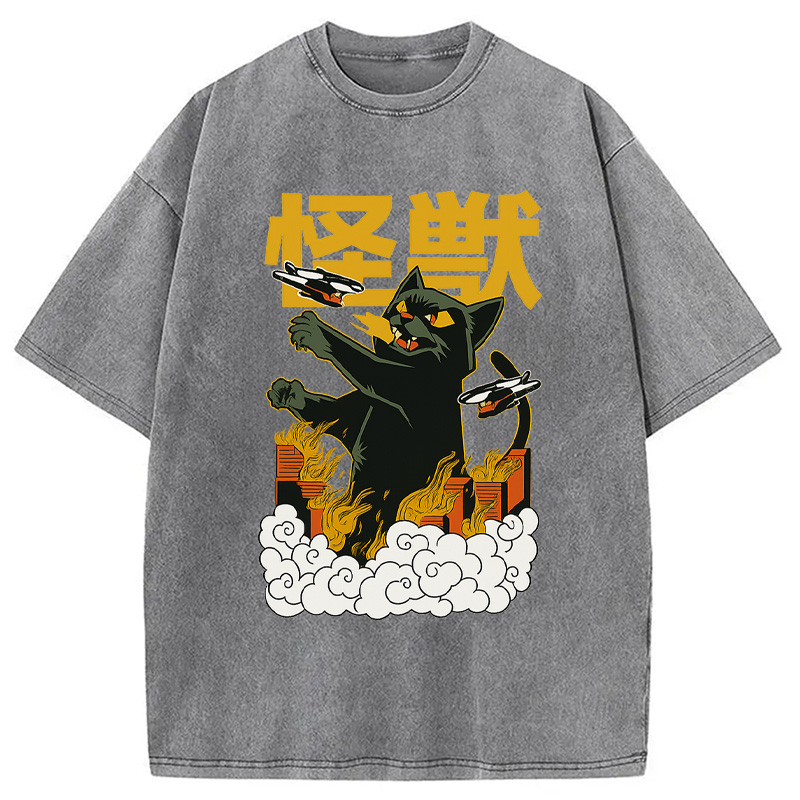 Modecanvas Cat Destroyer Japanese Washed T-Shirt