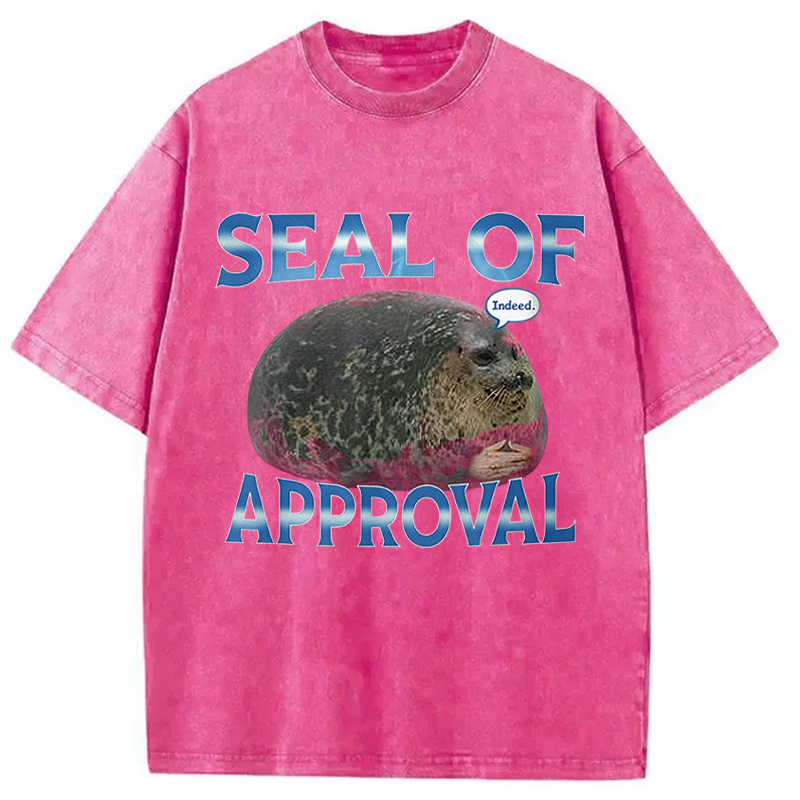 Modecanvas Seal Of Approval Meme DTG Printing Washed T-Shirt
