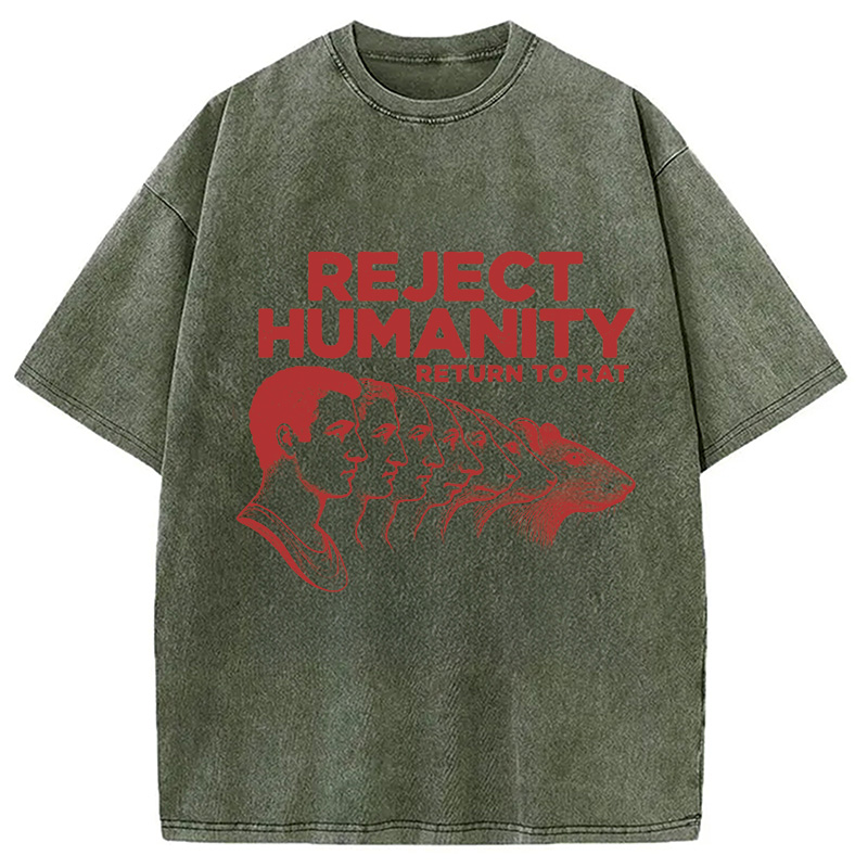 Modecanvas Vintage Reject Humanity Rat Washed T-Shirt
