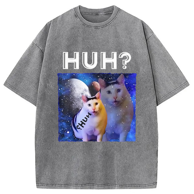 Modecanvas Funny Meme Huh Cat Washed T-Shirt