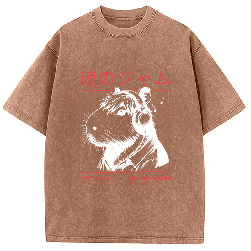 Modecanvas Japanese Capybara Soul Jam Washed T-Shirt