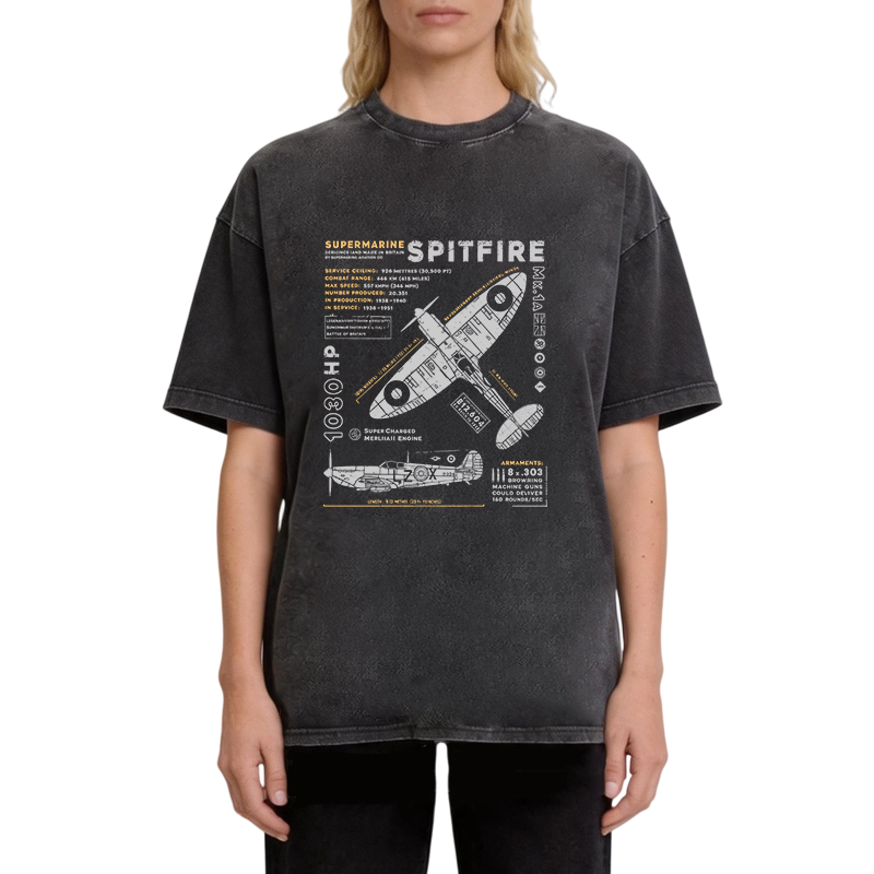 Modecanvas Royal Air Force Marlin Figher DTG Printing Washed T-Shirt