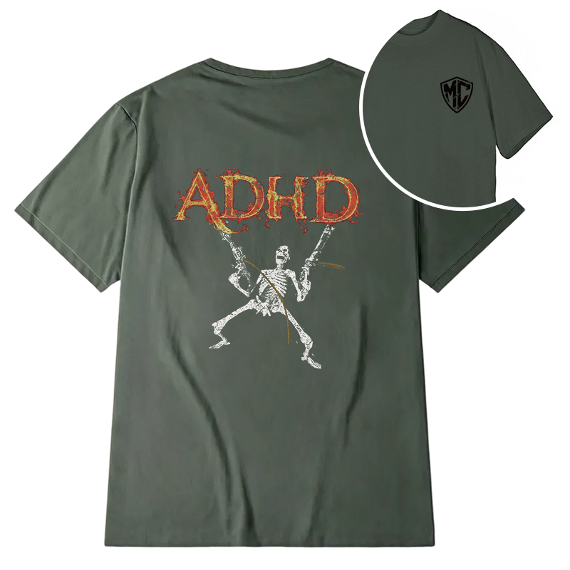 Modecanvas ADHD Skeleton DTG Printing Back Classic T-Shirt