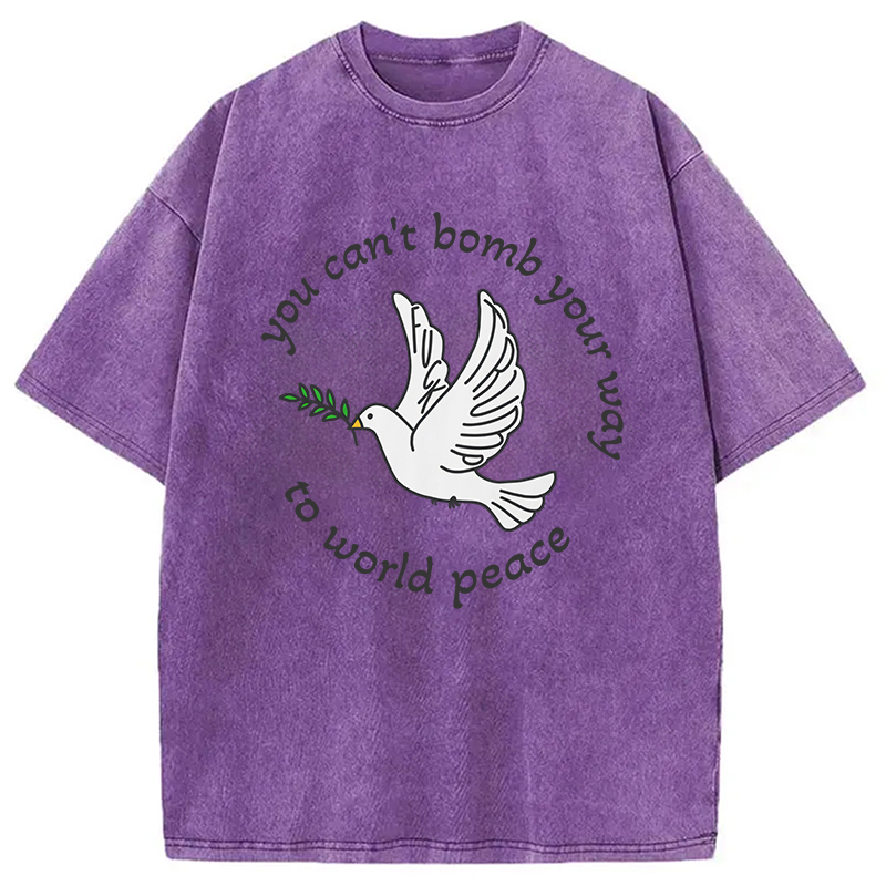 Modecanvas Bombs for World Peace DTG Printing Washed T-Shirt