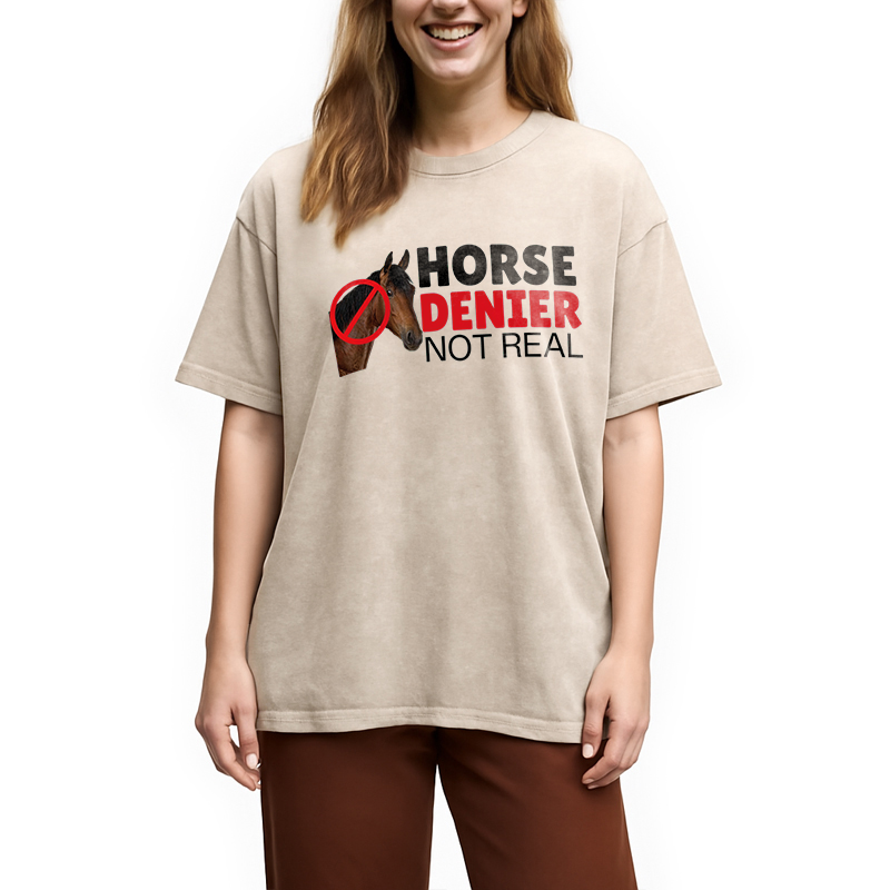 Modecanvas Horse Denier They Are Not Real DTG Printing Washed T-Shirt