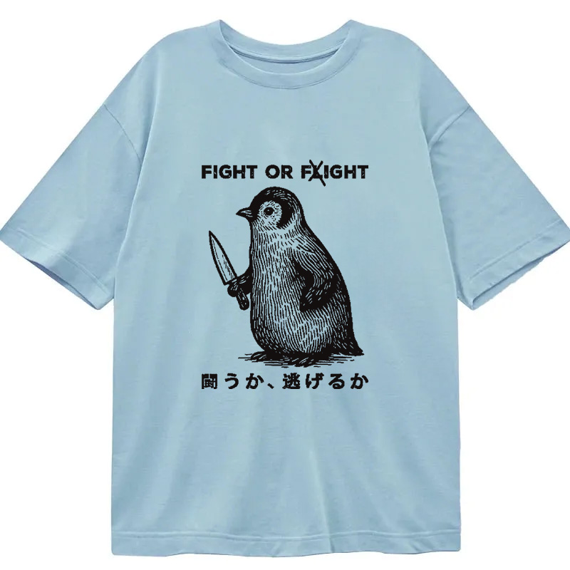 Modecanvas Funny Fight Or Flight DTG Printing Classic T-Shirt-modecanvas