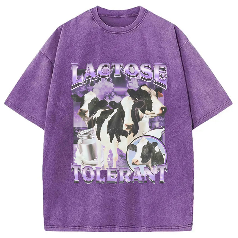 Modecanvas Lactose Tolerant Cow Washed T-Shirt
