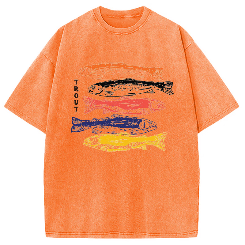 Modecanvas Japanese Trout Fish Washed T-Shirt