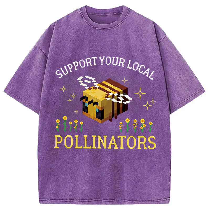 Modecanvas Support Your Local Pollinators DTG Printing Washed T-Shirt