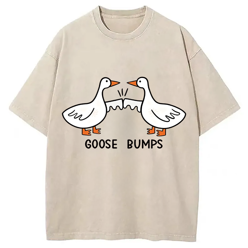 Modecanvas Goose Bumps DTG Printing Washed T-Shirt-modecanvas