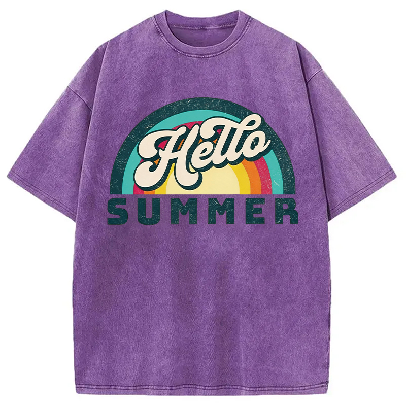 Modecanvas Hello Summer DTG Printing Washed T-Shirt