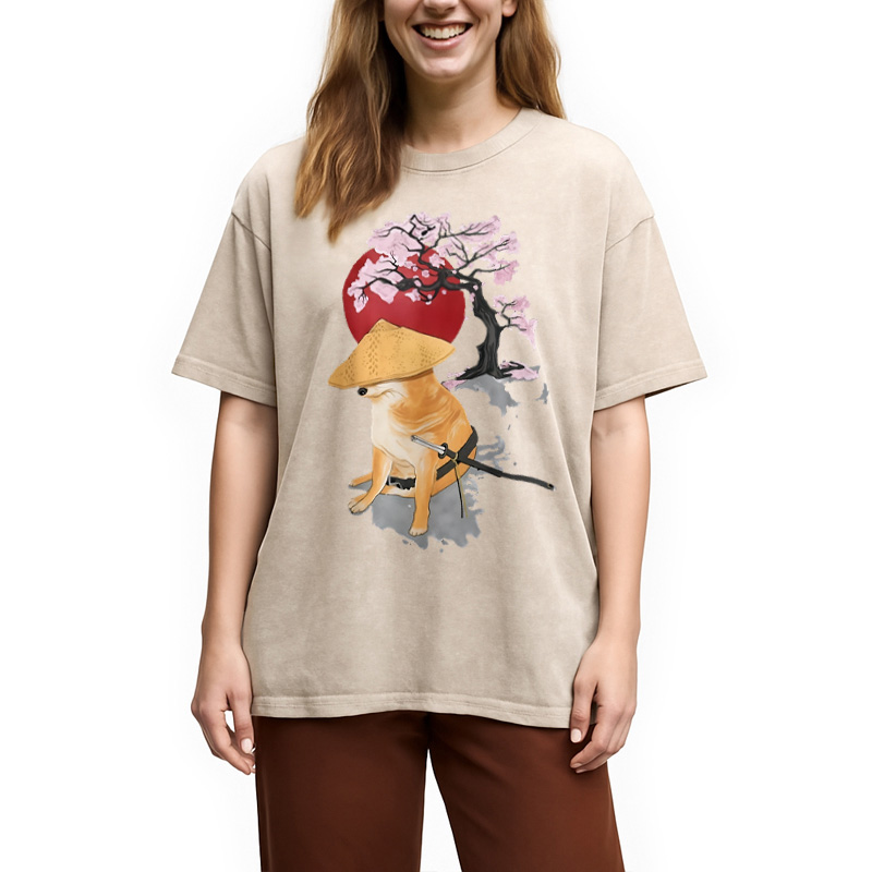 Modecanvas Meme Cheems Japones Japanese Washed T-Shirt