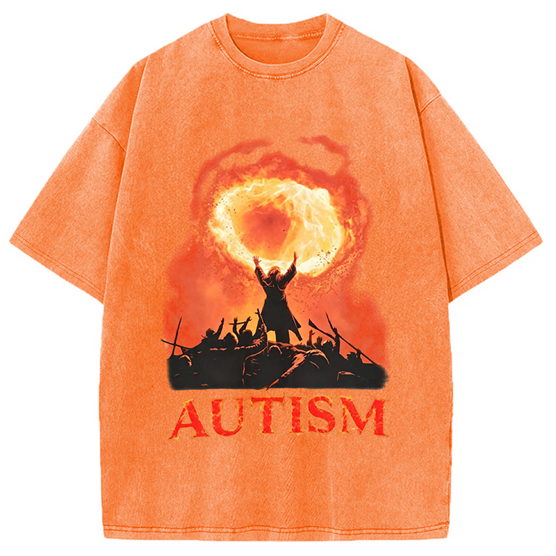 Modecanvas Autism Fire DTG Printing Washed T-Shirt