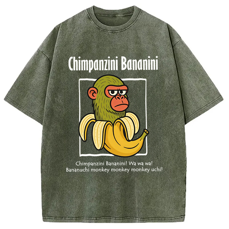 Modecanvas Chimpanzini Bananini Funny DTG Printing Washed T-Shirt
